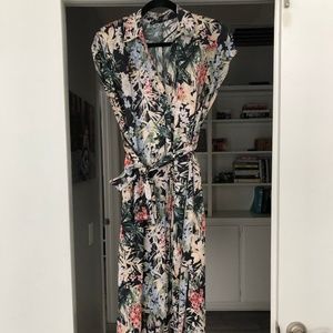 ZARA Basics Collection Floral Midi Dress w/Tie (M)
